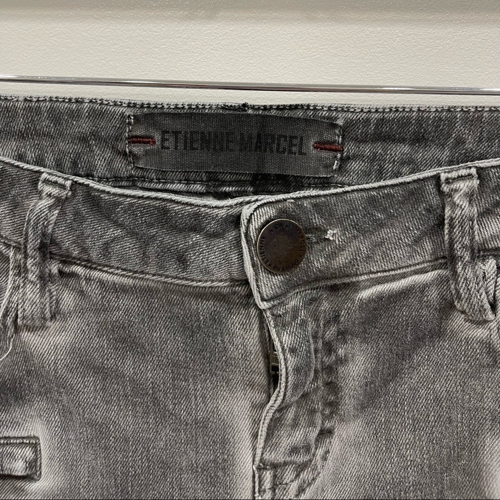 Etienne Marcel Stretch Fit Moto Skinny Jeans Washed Grey Ankle Zip Size 28 - Picture 7 of 11